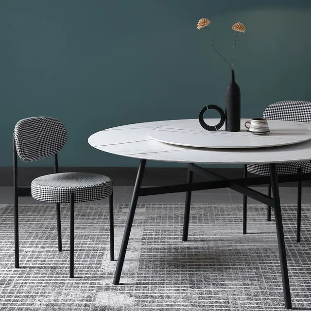 Nordic Modern Designer Fabric Chairs Living Room Backrest Home Dining Room Chrome Metal Legs Stackable Iron Dining Chairs