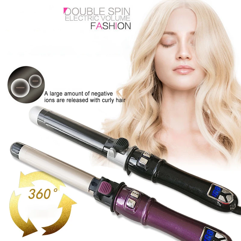 Hairs Straightener And Curler 2 In 1 Rollers Microwave Heated Hair Rollers Professional 360 Ceramic Wavy Auto Curlers With Clips