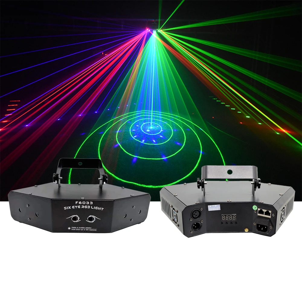  6 объектив сканирования RGB Лазерный свет зеленый луч сканирует DMX DJ танца Дискотека Сценический