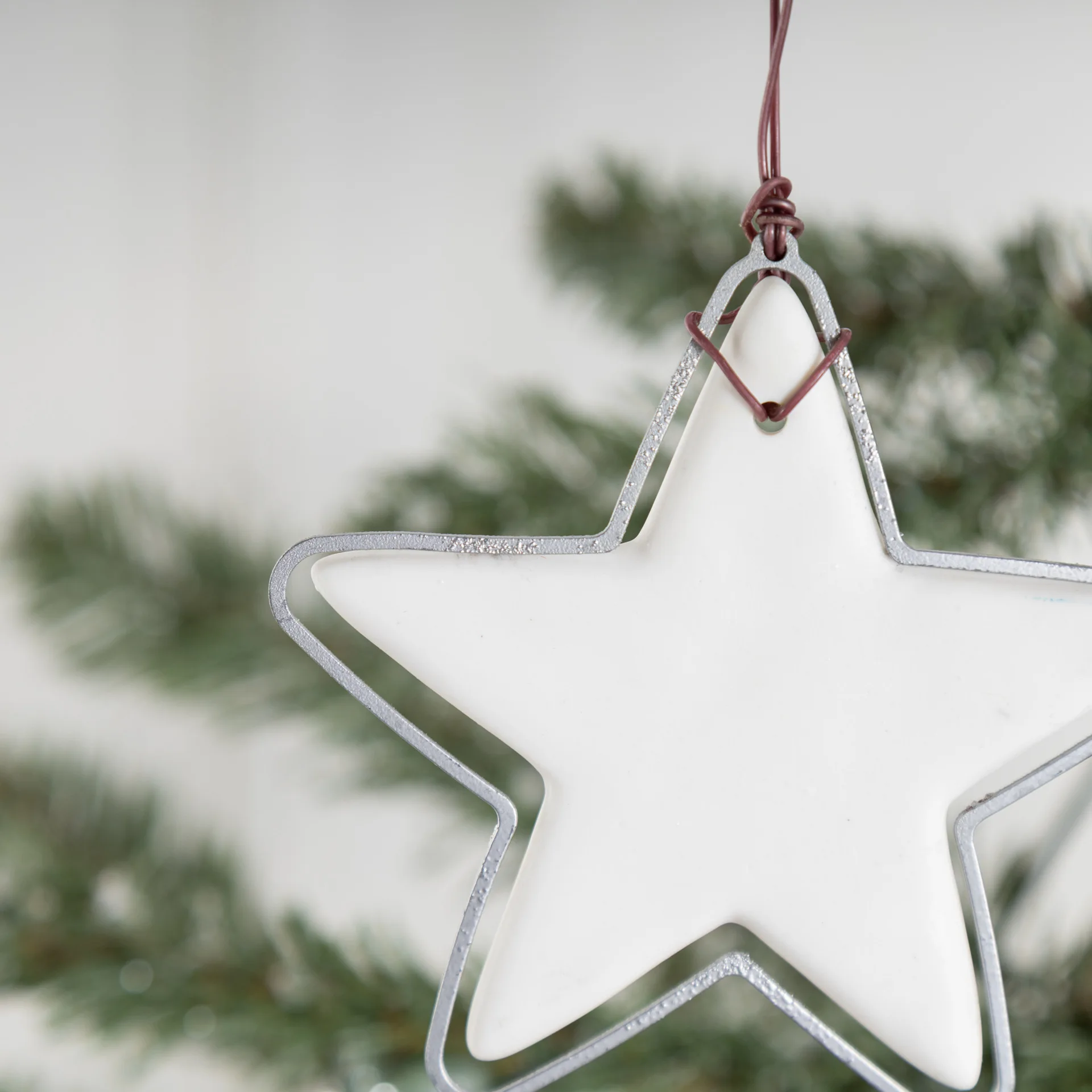 Handmade New Hanging Christmas Tree Ceramic Decorations Twine Ceramic With Beads Christmas Pendant Pentagram For Holiday Display