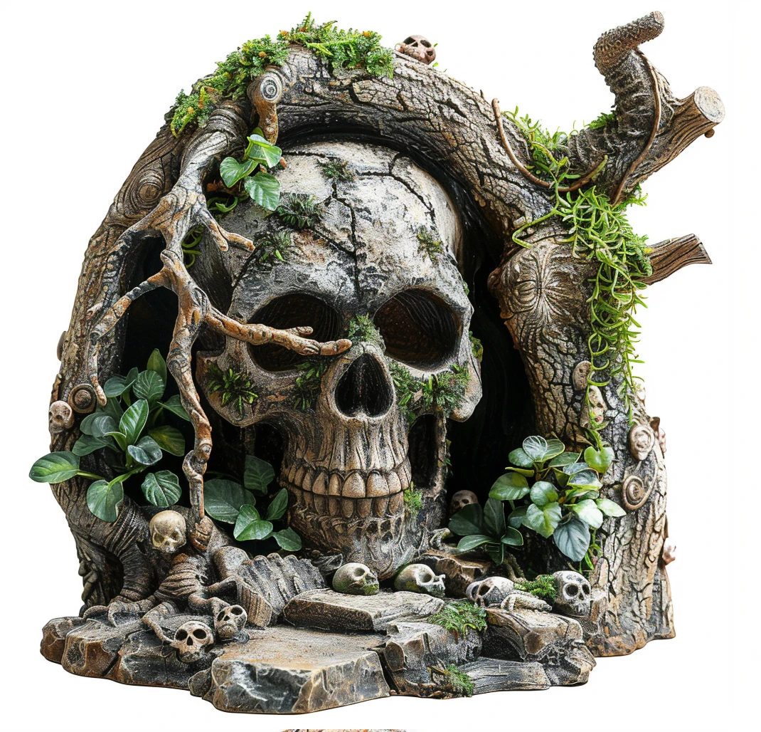 Resin Cave Decorations Skull Aquarium Reptile Hideout Resin Rock Lizard Spider Hermit Crab Turtle Hideout