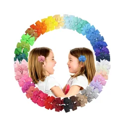 Lirong  40 PCS 3inch Hair Bows For Girls Grosgrain Ribbon Large Boutique Bow Alligator hair clips for Teens Kids