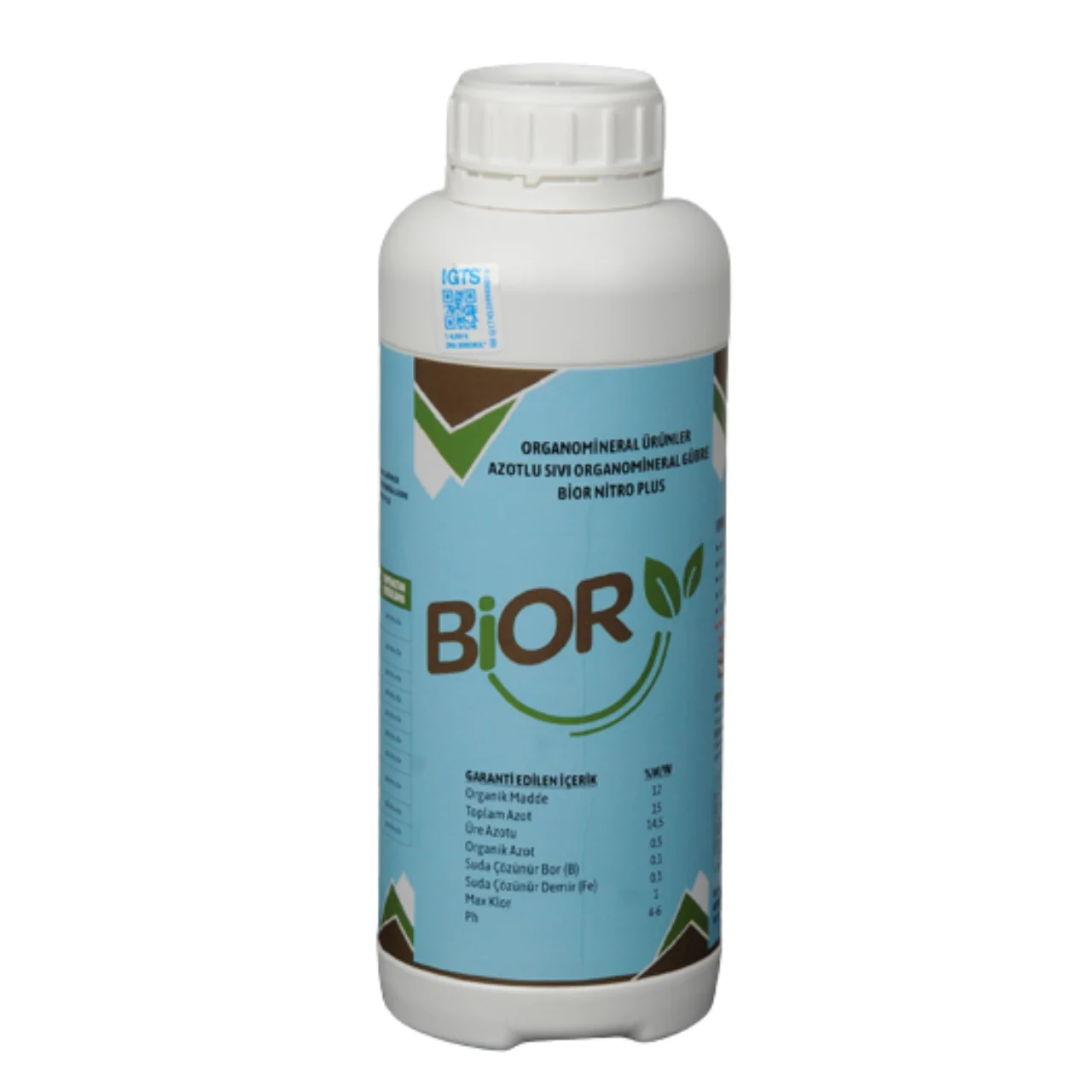 Bior Nitro Plus 1 Lt жидкое органоминеральное удобрение 12% органического вещества 15% азота (N) с железом и бором индейки