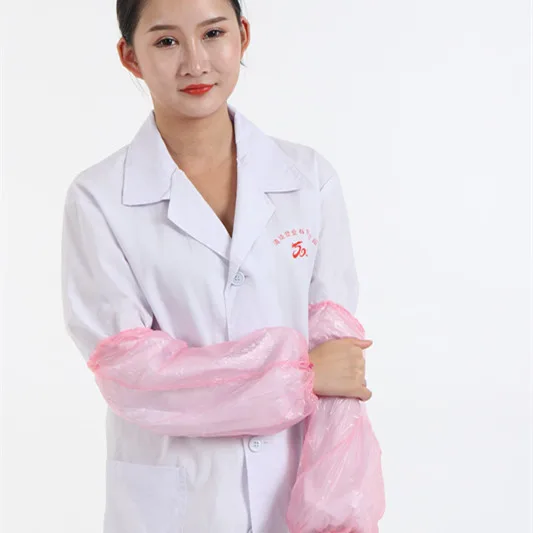 Disposable Pink Plastic Waterproof Polyethylene Oversleeve Arm Sleeve Cover with Test Report