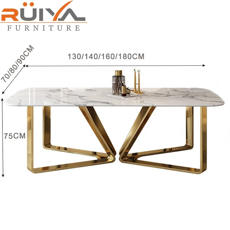 American style modern dining room chair stainless steel luxury dining tables and 6 chairs set