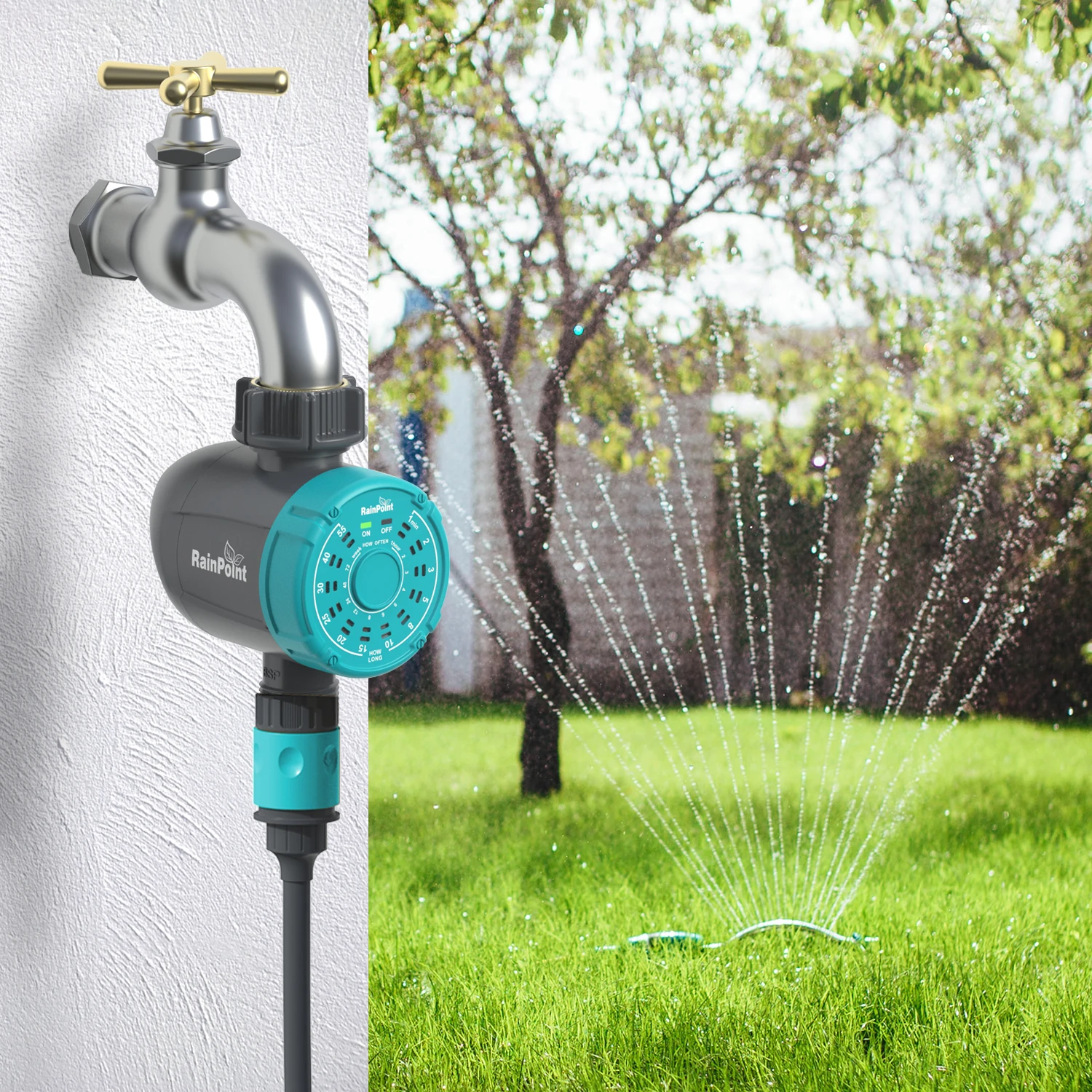 Rainpoint one click digital water timer 144 watering plan  easy use for home garden and vegetable filed irrigation
