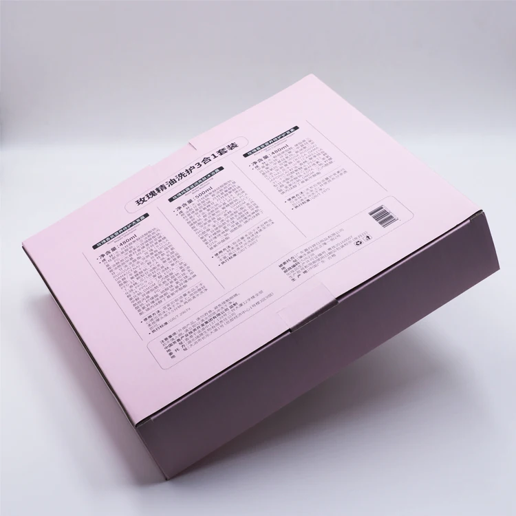 Custtom Luxury Cosmetic Shampoo Skincare Set Packaging Corrugated Carton Box with Handle Corrugated Shipping Boxes with windows