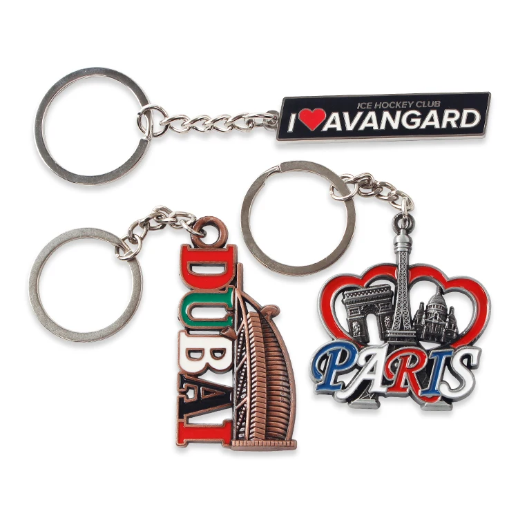Factory No Moq Custom Logo 2D 3D Letter Souvenir Hard Soft Enamel Key Chains Iron Keyring Metal Keychains
