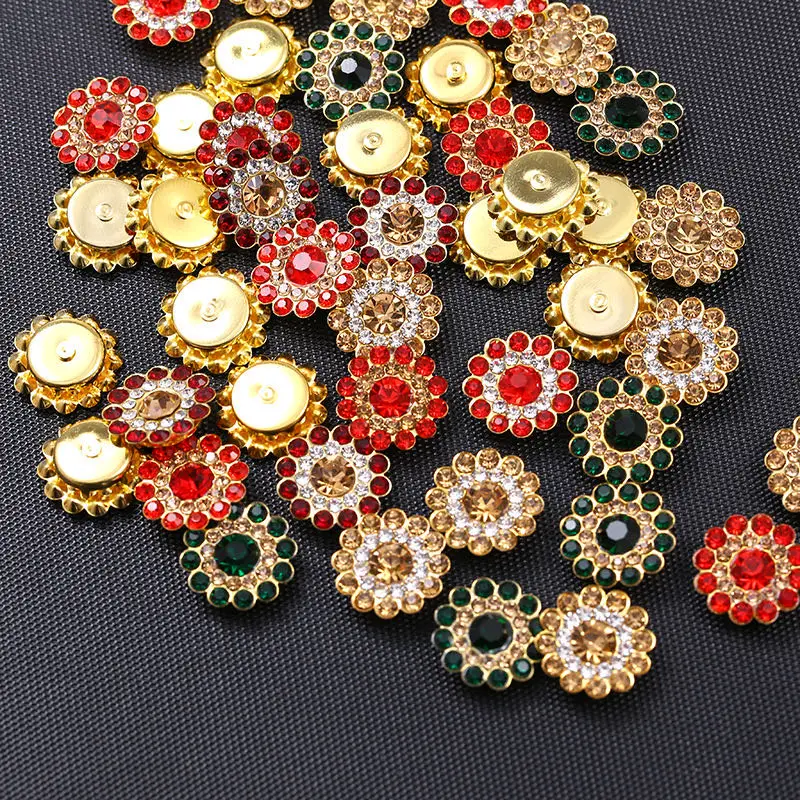 Crystal Rhinestone Buttons Pearl Flower Embellishments Buttons Flatback DIY Buckles for Wedding Jewelry Shoes Decor
