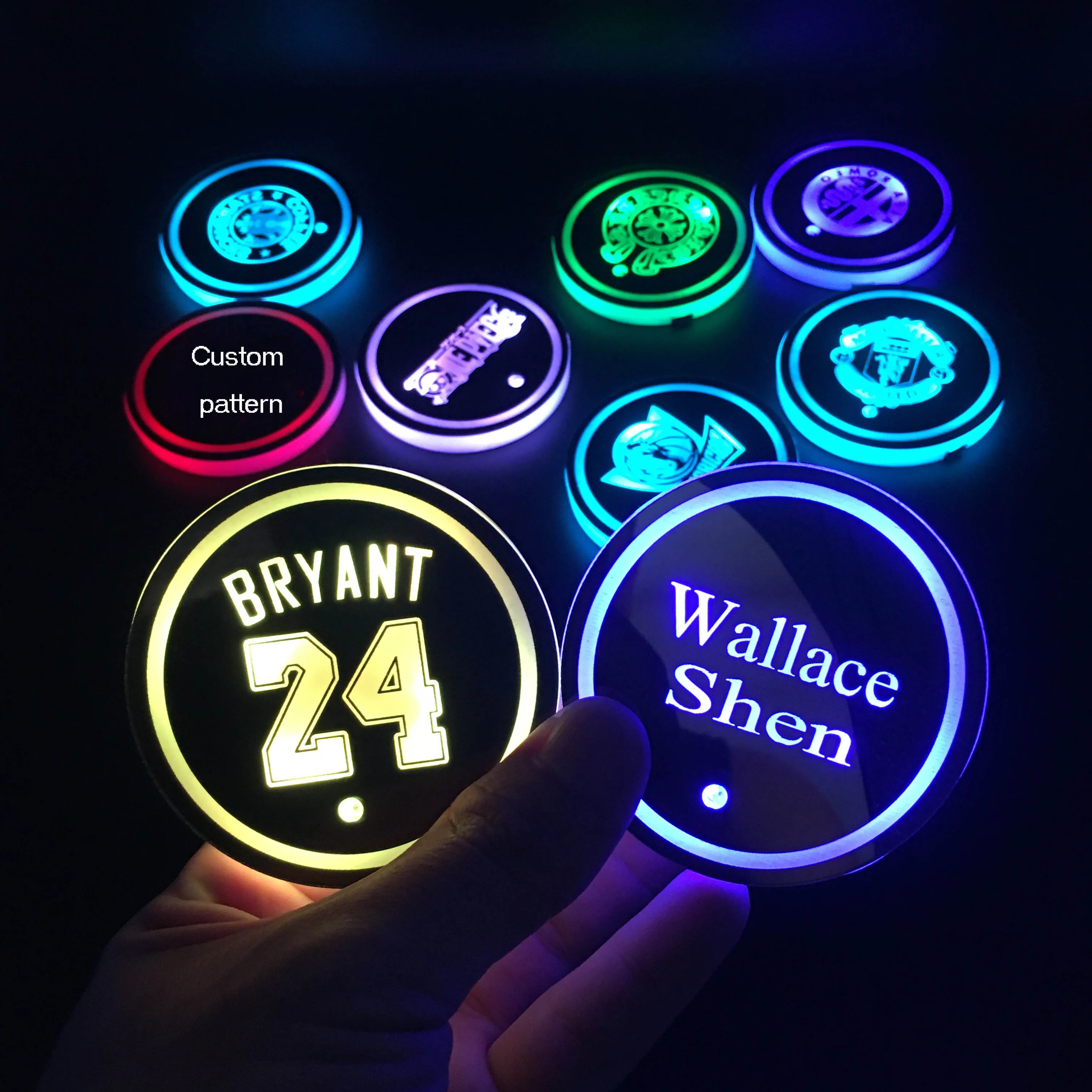 Newly Design Car Interior Accessories LED Luminous Cup Bottle Drinks Mat Water Cup Pads Holder Coaster