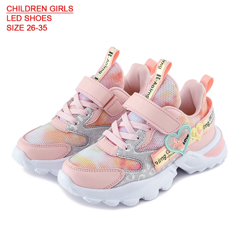 Fashion children shoes girls breathable heart shape party shoes sport casual shoes for girls