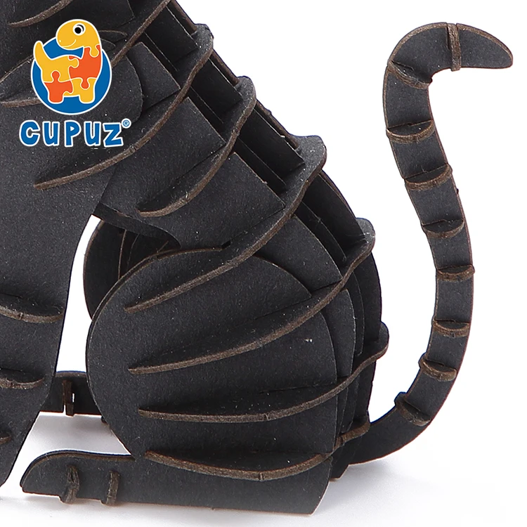 
Laser cut black cat 3D paper model for kids 