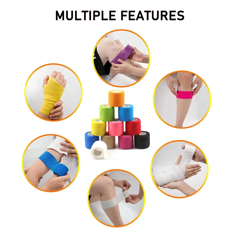Wholesale Custom Logo Printing Elastic wound dressing sports training self-adhesive bandage