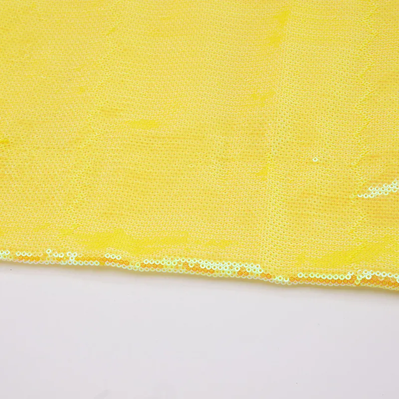 Fashion Kids Girls Sequin Dance Costume Dress Cloth yellow 3mm Transparent Fantasy Sequin Embroidery Fabric