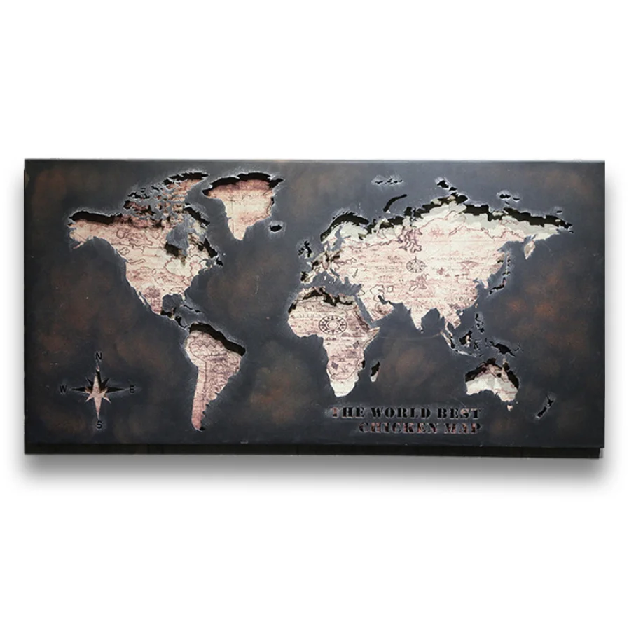 Retro Style  World Map Iron Art Wall Decoration Wall Hanging