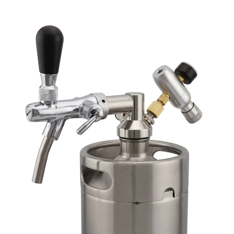 Stainless Steel Beer Growler Spear Mini Keg Tap Dispenser With Premium Co2 Gas Regulator Charger Kit homebrew Bar Tool