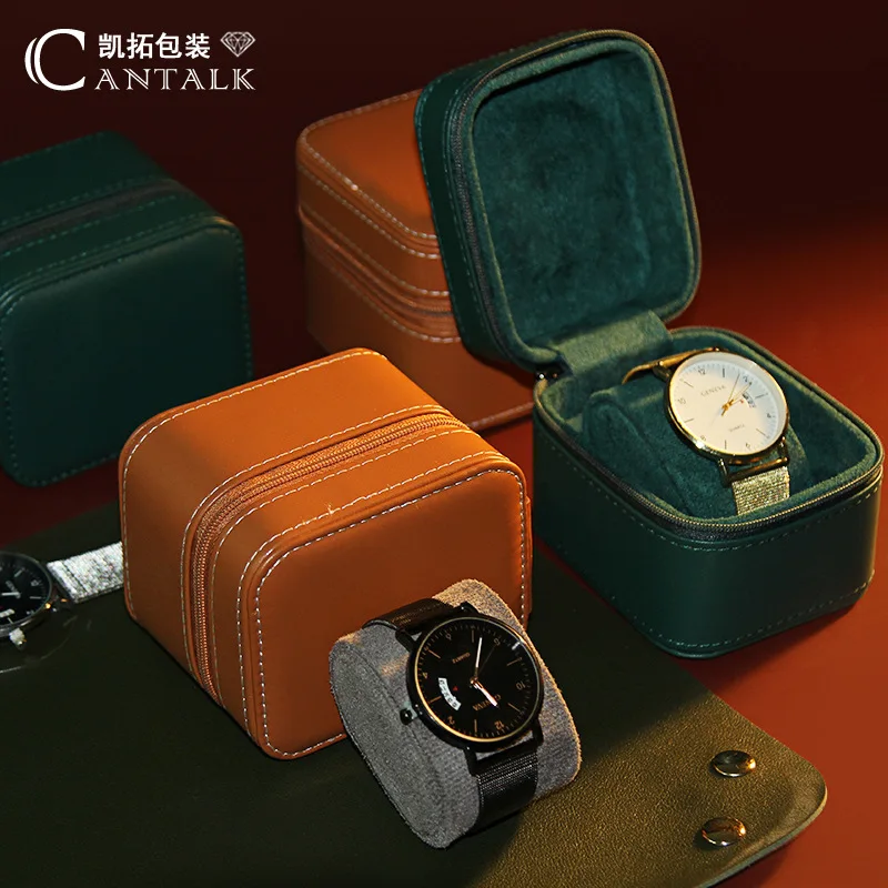 Pu Leather Watch Case Manufacturer Luxury Zipper Custom Packaging Watch Boxes & Cases