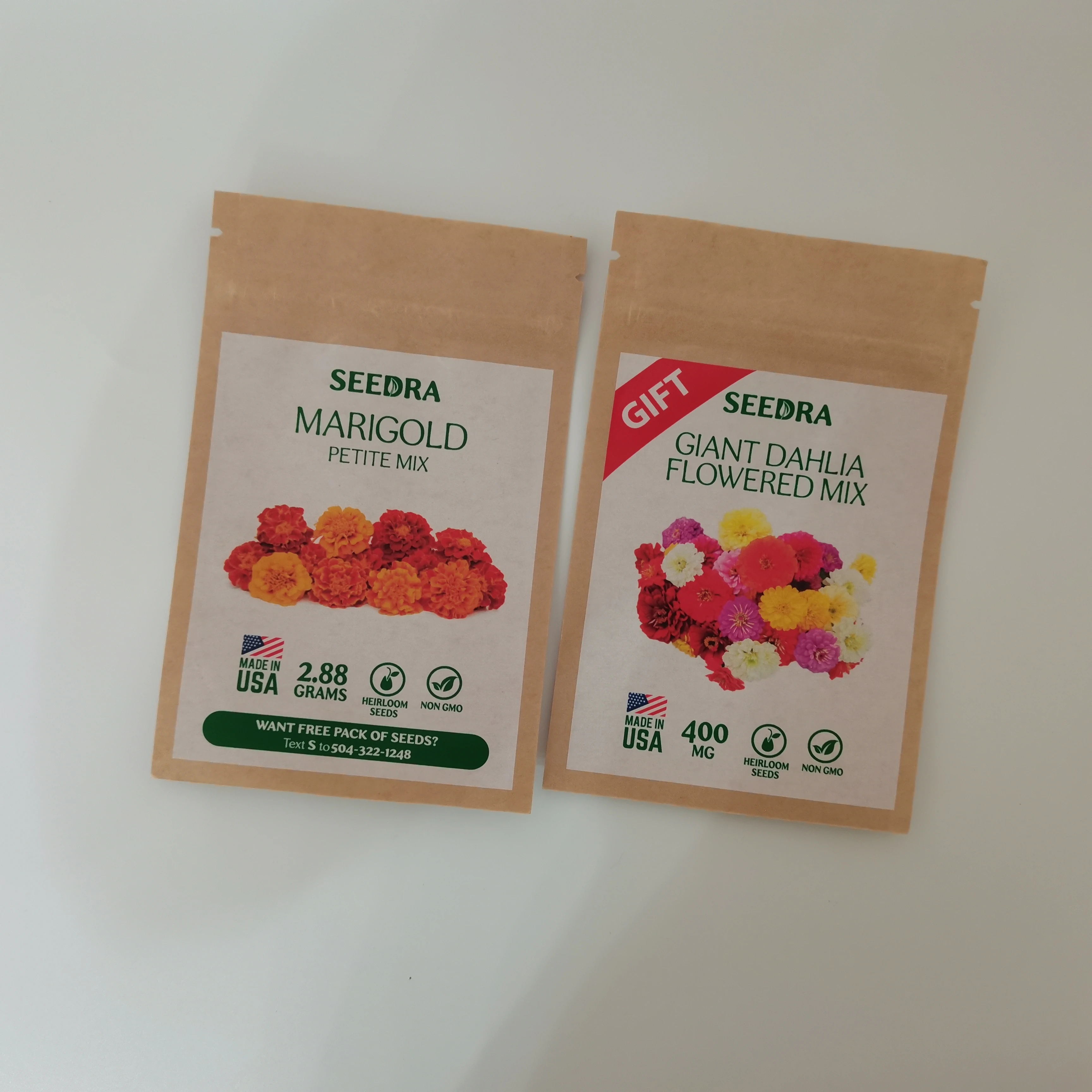 Good quality Vegetable Seeds Packaging Custom 3 side seal kraft paper zipper Bag
