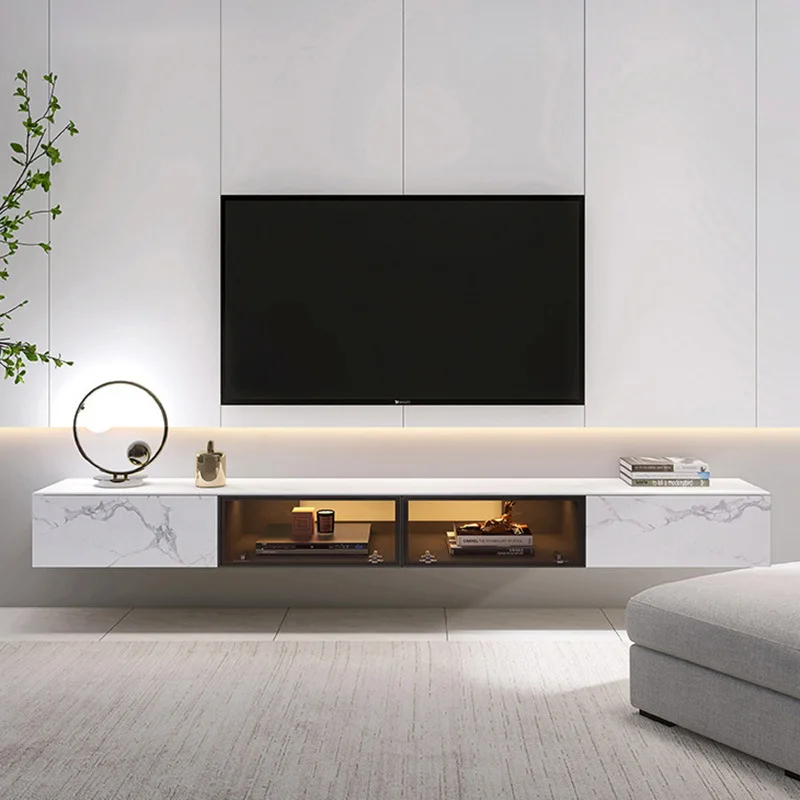 Modern Italian luxury sintered stone top wooden furniture tv stand