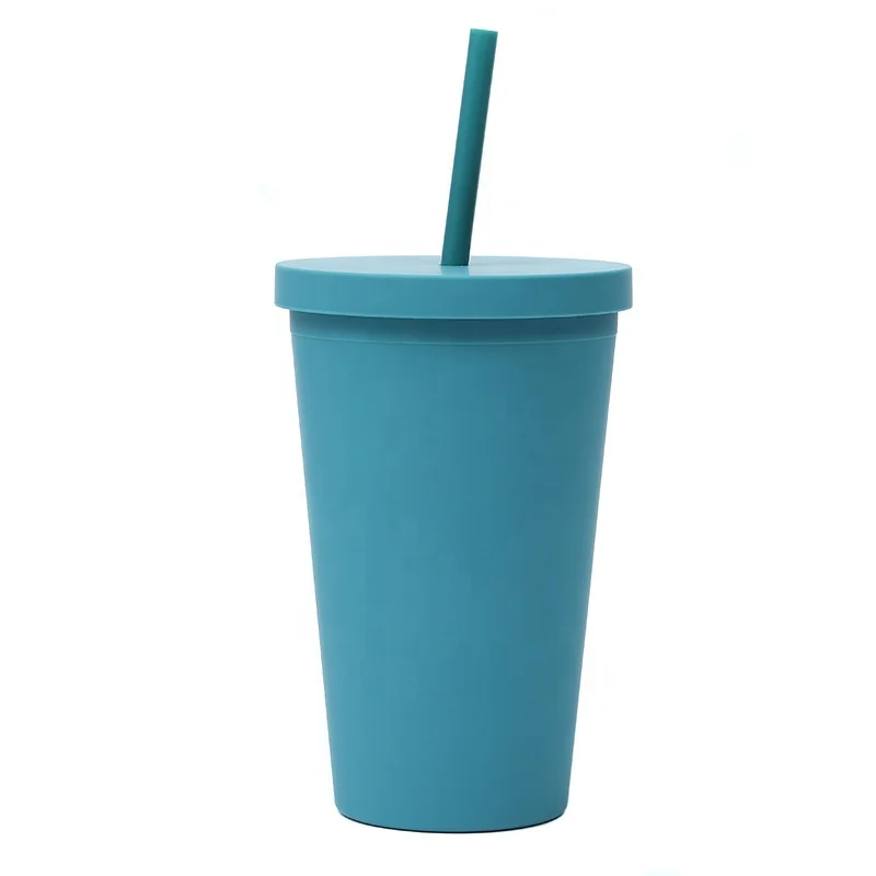Wholesale Summer Double Wall 16OZ Muticolorful  Tumbler No Circle Diamond Matte Tumbler Stud Plastic DiamaondCup Drink Straw Lid