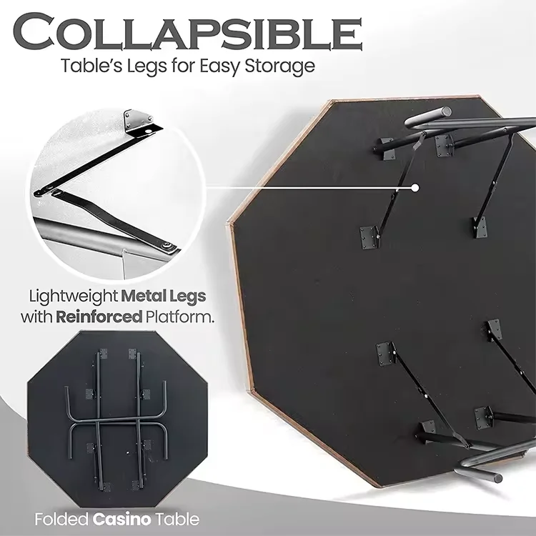 48 Inch 8 Player Poker Table Casino Table With Steel Cup Holders Leisure Poker Table