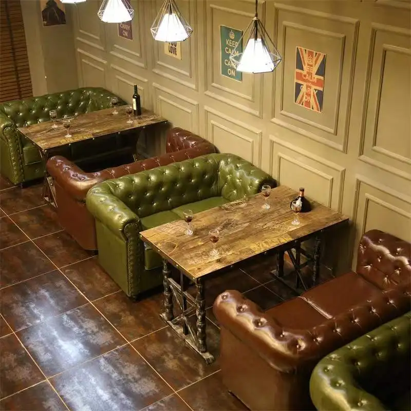 Роскошный комплект диванов chesterfield из зернистой кожи для гостиной американский диван на пуговицах Винтажный Зеленый
