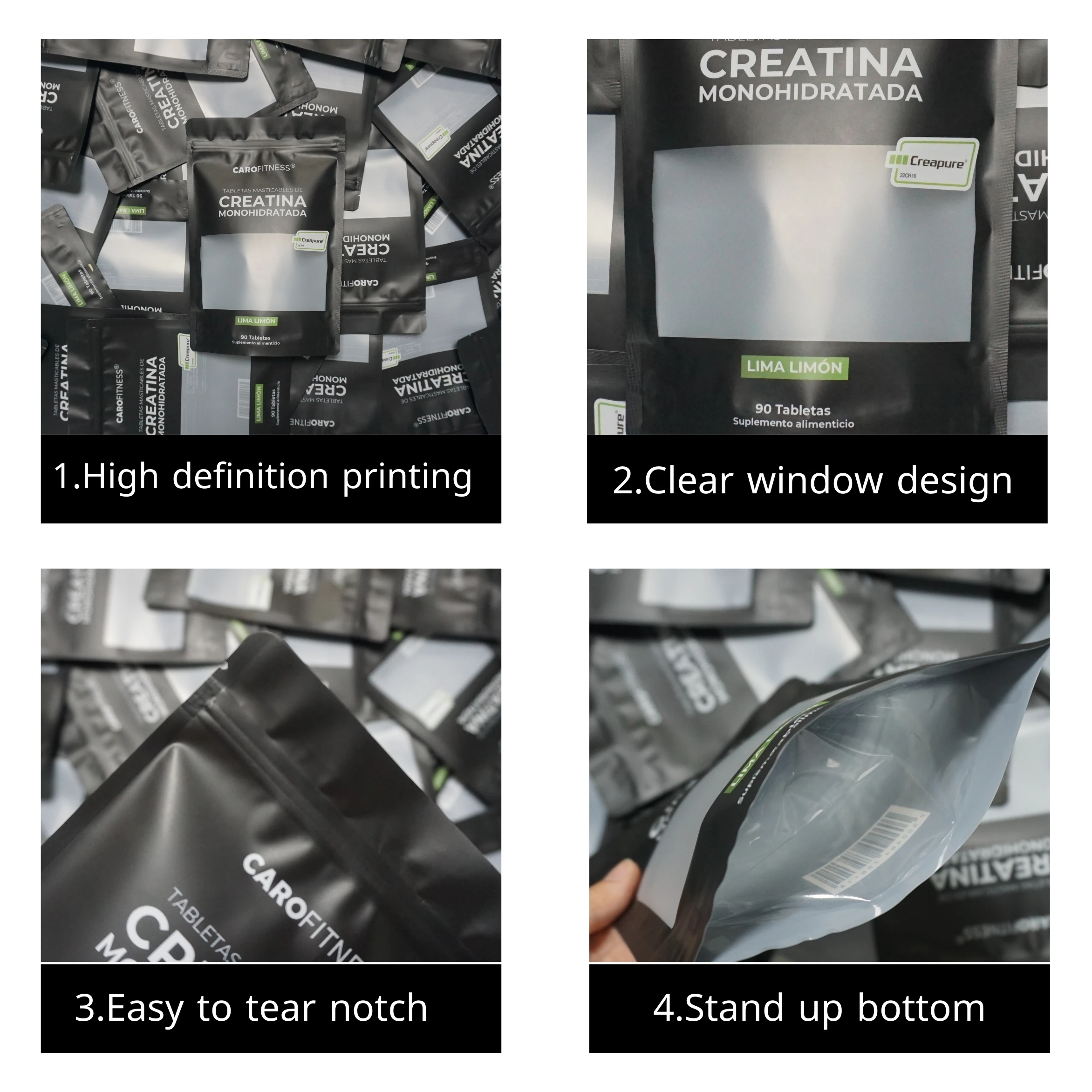 Custom Printing Whey Protein Herb Powder Smell Proof Ziplock Mylar Food Storage Packaging Bags Aluminum Foil Stand Up Pouch Bag