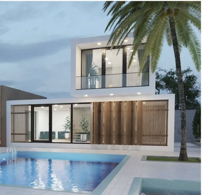 Chinese Modern Luxury Modular Prefab House Modern Prefab Villa with Swimming Pool 280m2 living area +45m2 terrace with 4 beds
