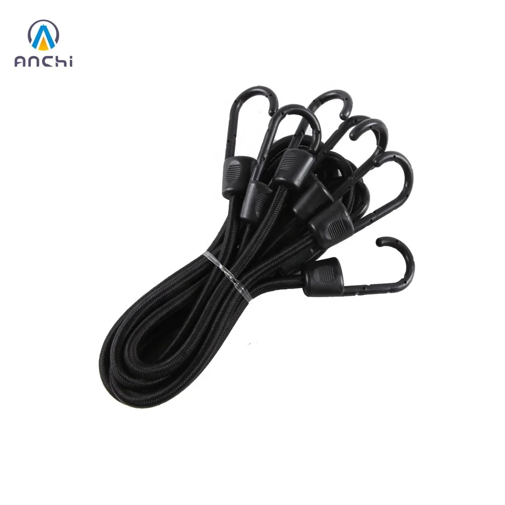 12pcs round elastic bungee cords  8mm set bag packing with PP coated steel hooks