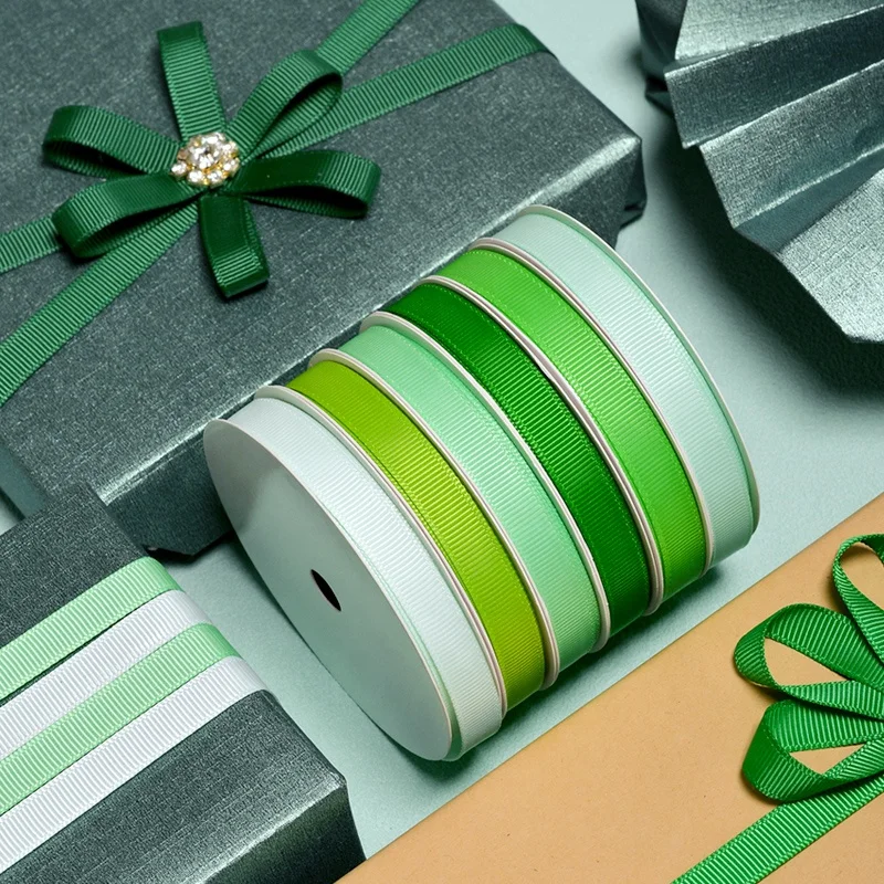 Yama Ribbon Roll Factory Price Light Green Grosgrain Mint Green 100 Yards RIBBONS 100% Polyester Satin Ribbon 4 Cm Solid Color