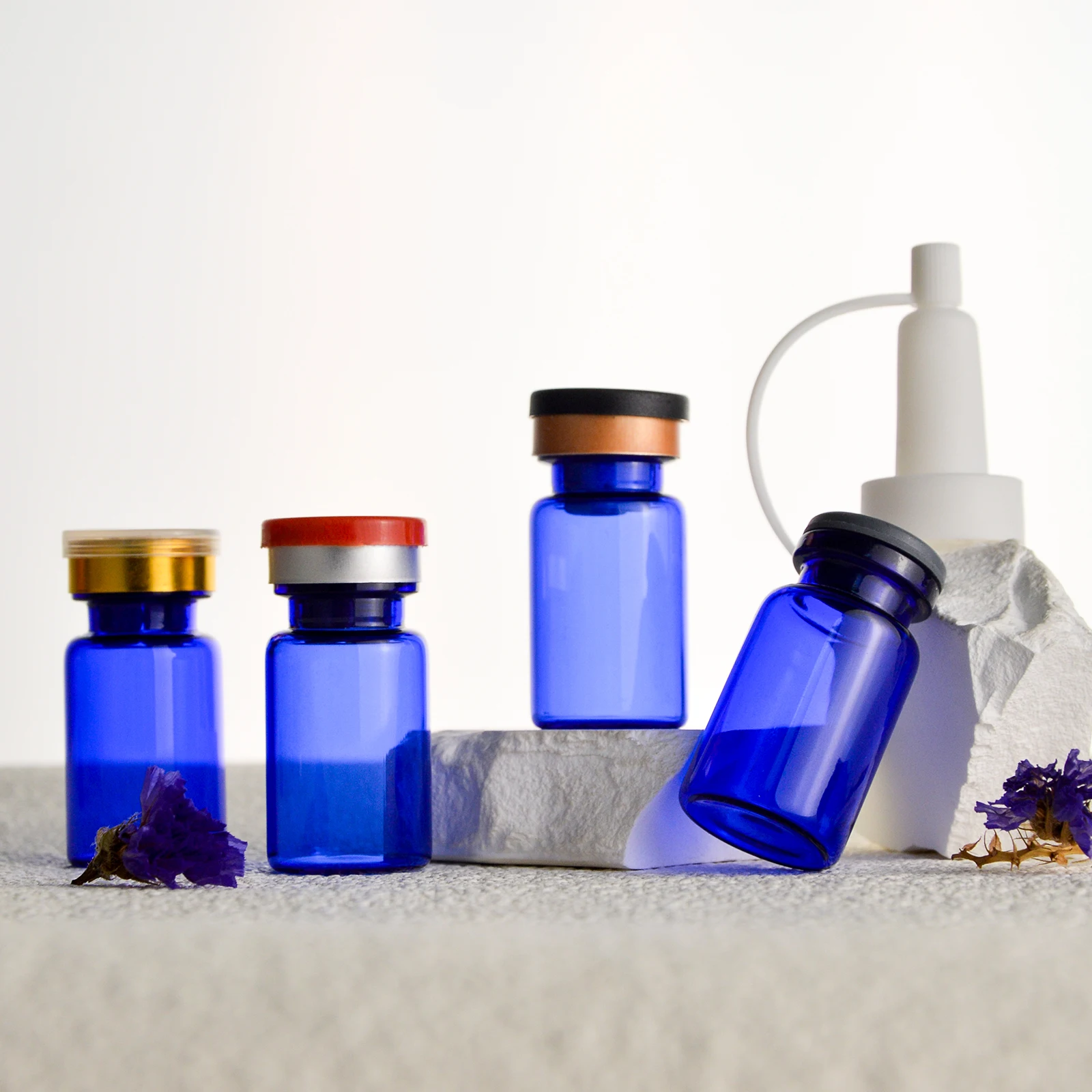 Blue Penicillin Bottle 3ml 5ml 7ml 10ml Bayonet Bottle Essence Liquid Subpackage Glass Empty Bottle Ampoule