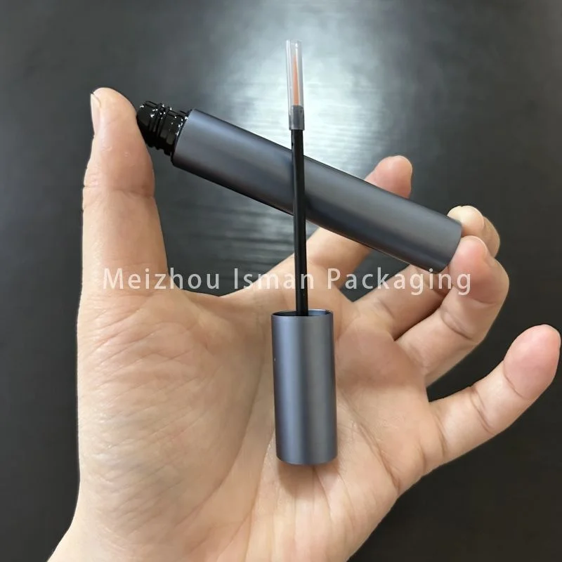 2024 hot sale 5ml round metal aluminum matte sliver black blue eyeliner container packaging eyelash bottle tube with wands brush