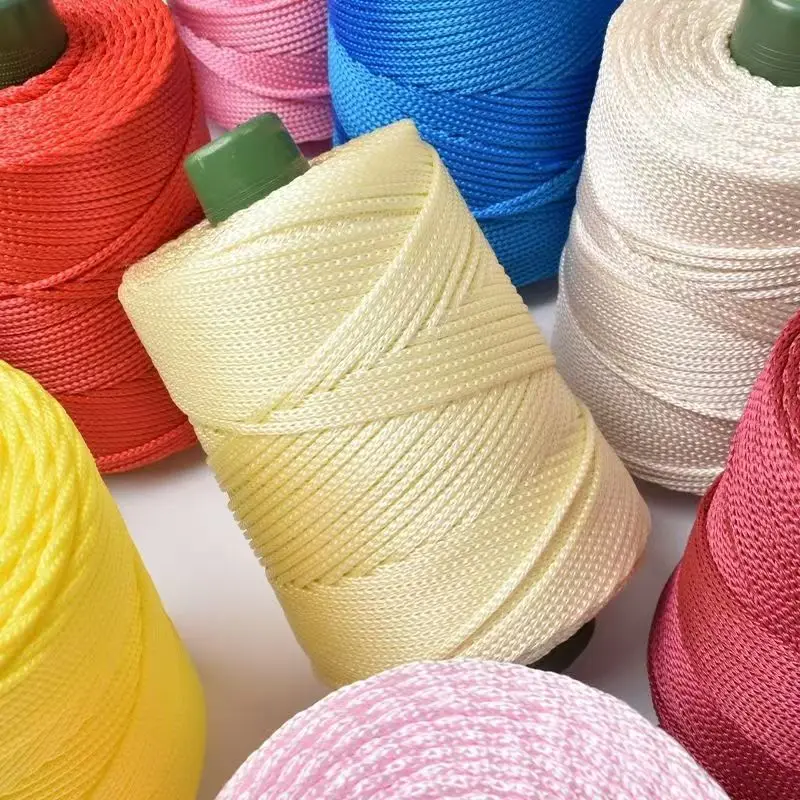Wholesale Beautiful Colours 250g Hand Knitting and Crochet Ice Yarn 3mm Polyester Macrame Yarn for Crochet Bags, Carpets, DIY