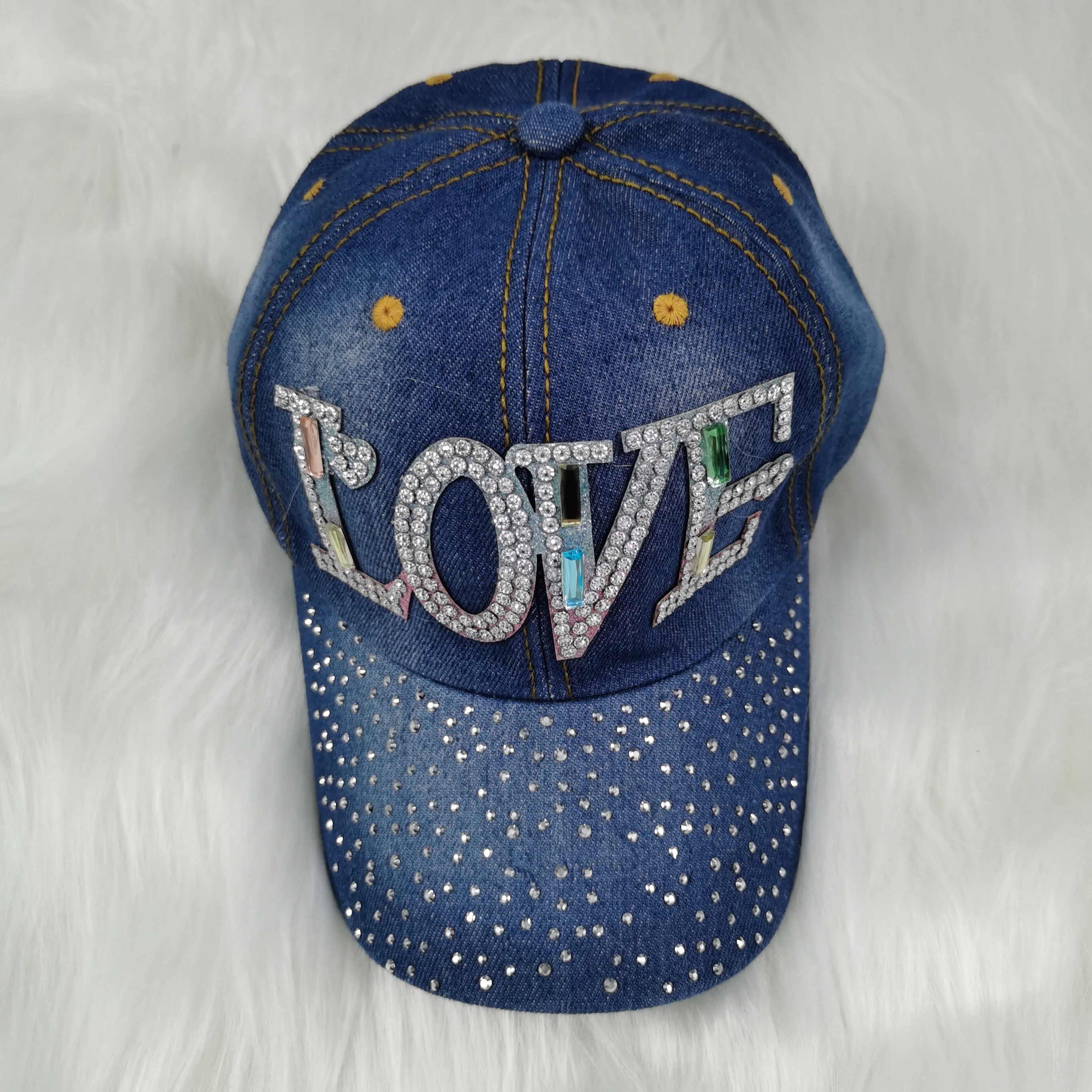 N249CP Роскошная ковбойская шляпа с бриллиантами и стразами блестящая джинсовая бейсболка высокого качества с эффектом потертости
