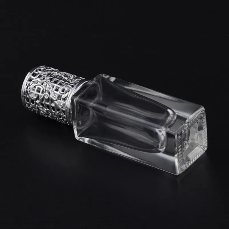 7ml Thick bottom Glass perfume roller ball bottle roll on clear vial with metal ball & gold red silver purple pink screw cap