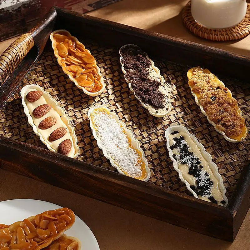 bulk baking materials semi-finished products rice cracker snack small boat shaped glutinous rice shells rice cake