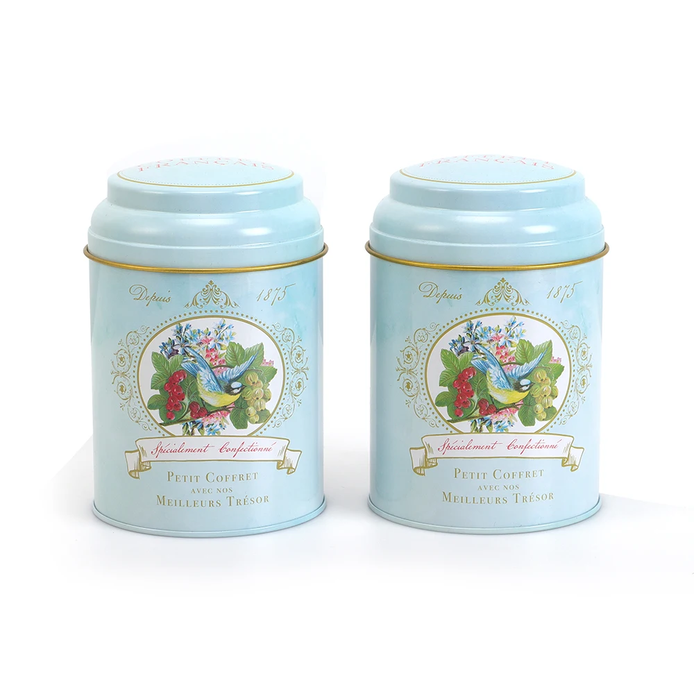 Custom Rose Gold Round Shape Cookies Candy Food Grade Tin Can Box Packaging Party Gift Set