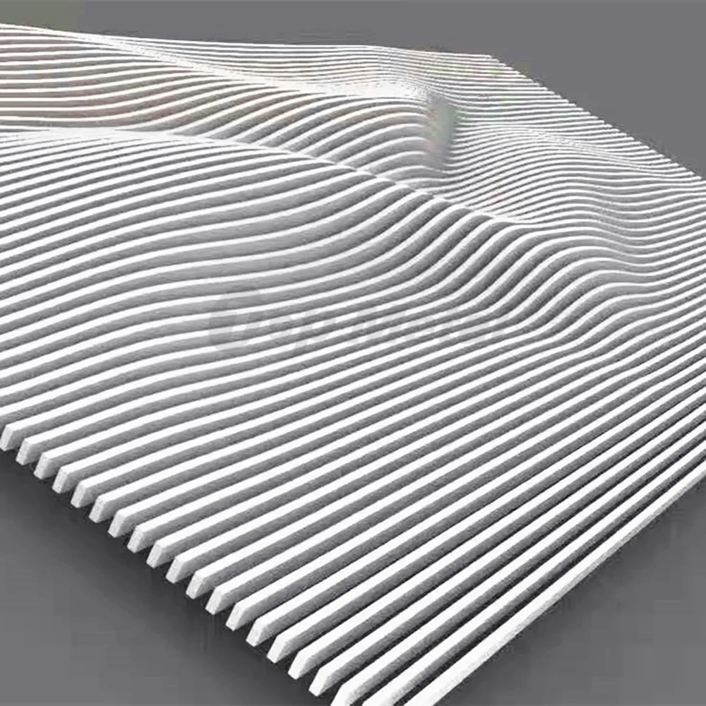 Interior Wall and Roof Decoration Fireproof Stretch Wave Aluminum Baffle Ceiling Panels