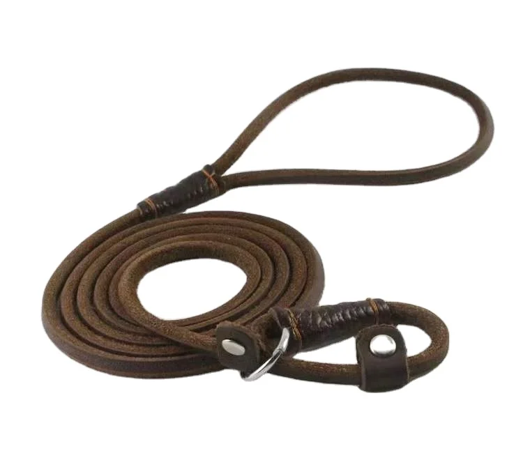 Sturdy real Leather Premium Pet Leash Lead Walking Dog Training leads Rope Racing Chain leather slip Dog Leash