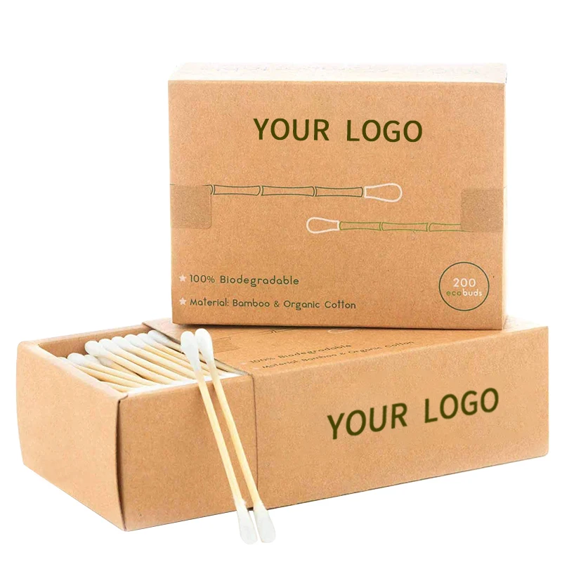 Пользовательский логотип, многоразовые органические биоразлагаемые хорошие бамбуковые палочки, ватные ушные палочки