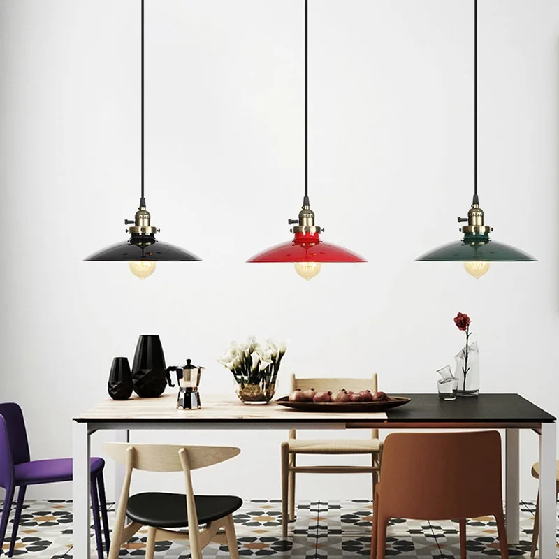 Vintage Colorful 250mm Diameter Round Shade Modern Pendant Circular Light Hanging