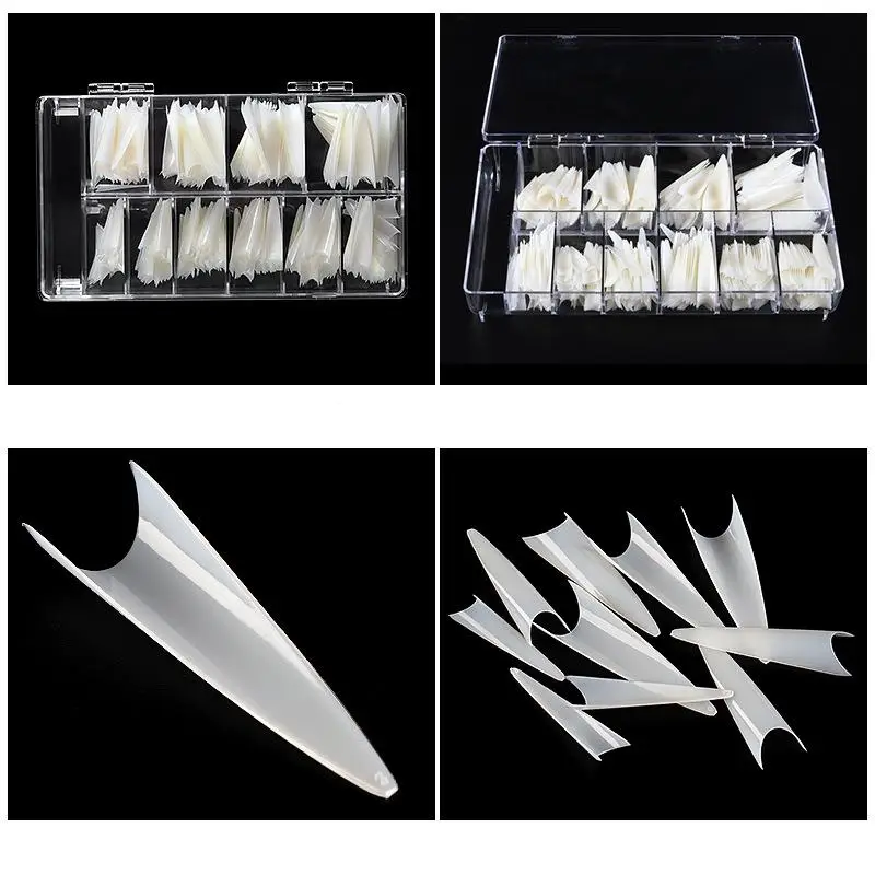 False Nail Tips 500Pcs/Box Soft Long Artificial Acrylic Nail Extension Half Cover Nail Mold Salon Manicure Tools