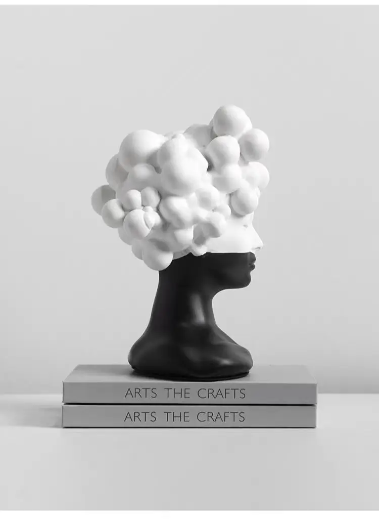 Resin decoration light luxury home decoration Black and white face figure hotel model room porch decoration