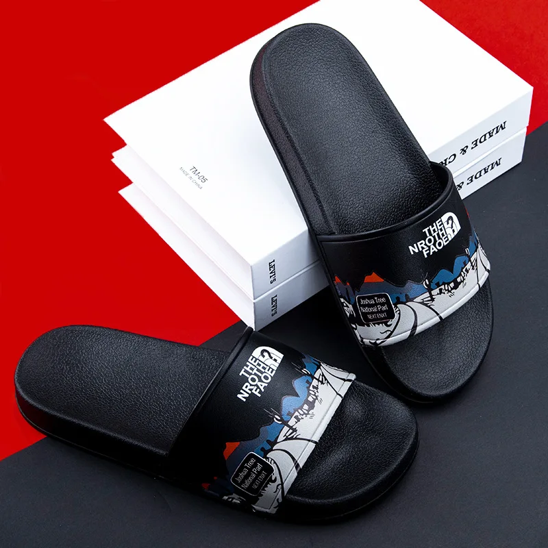 OEM Custom Logo Black Slides Footwear Sandal PVC Slippers Printing PVC Slide Sandal for women and men