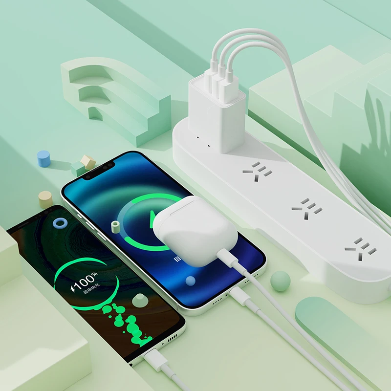 12W 3-Port USB Plug Cube chargers Fireproof Material USB Cube Power chargers adapters for iPhone