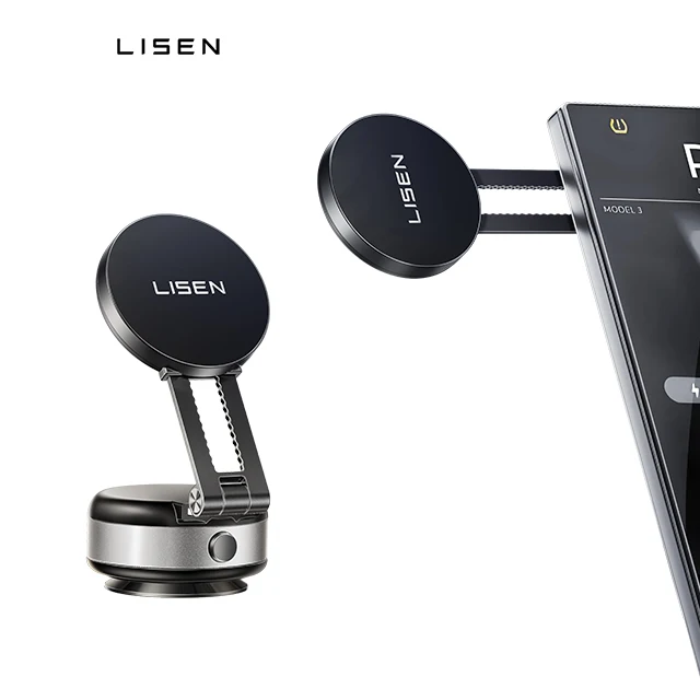 LISEN Hot-Selling Magnetic Portable Dashboard Mobile Phone Holder with Retractable Vacuum Suction Mount for Car Home Office use