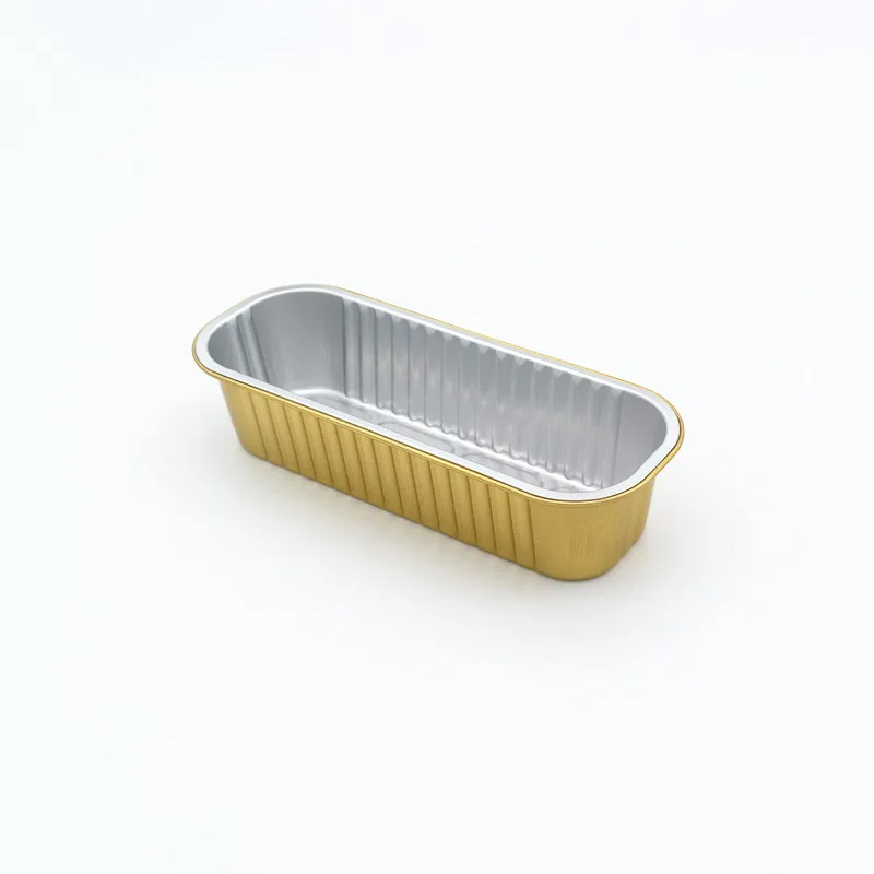 High quality recyclable food packaging containers 270ml aluminum foil pan disposable gold color bread loaf pans for baking