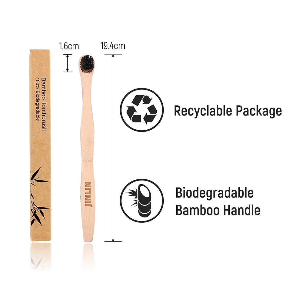 Charcoal tooth brush heads eco friendly toothbrush Biodegradable OEM child toothbrush round bamboo custom logo