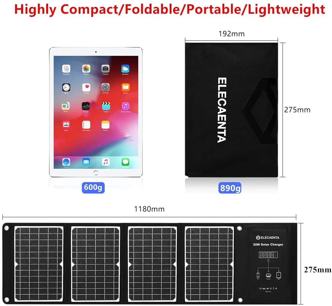 Amazon Manufacturer Flexible Waterproof 30w Solar Panel Charger For Cellphone Foldable Portable Solar Panel