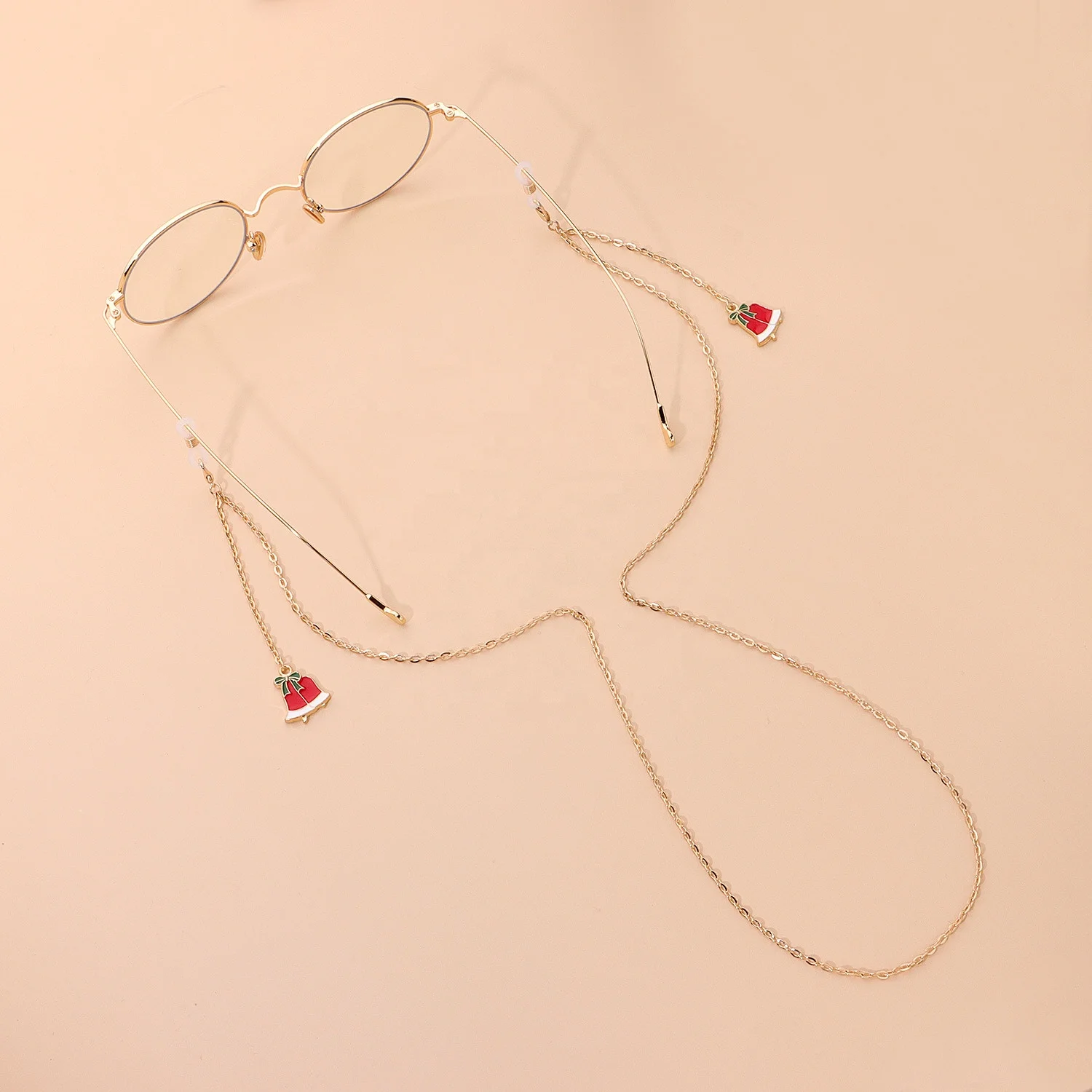 Рождественская цепочка для очков Zuowen из сплава с колокольчиком, ремешок для лица, ремешок для маскировки, ремешок для очков, фиксатор, маскирующий держатель, цепочка для солнцезащитных очков